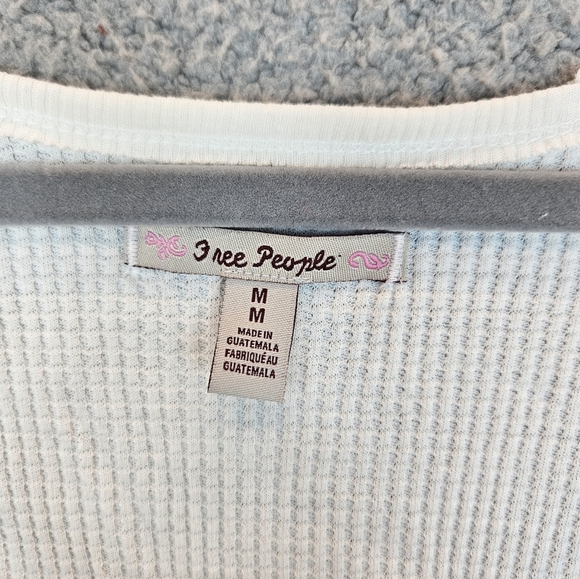 Free People Womens Santa Clara Thermal Top Sz M Ivory Ribbed Dolman Casual - Picture 5 of 12